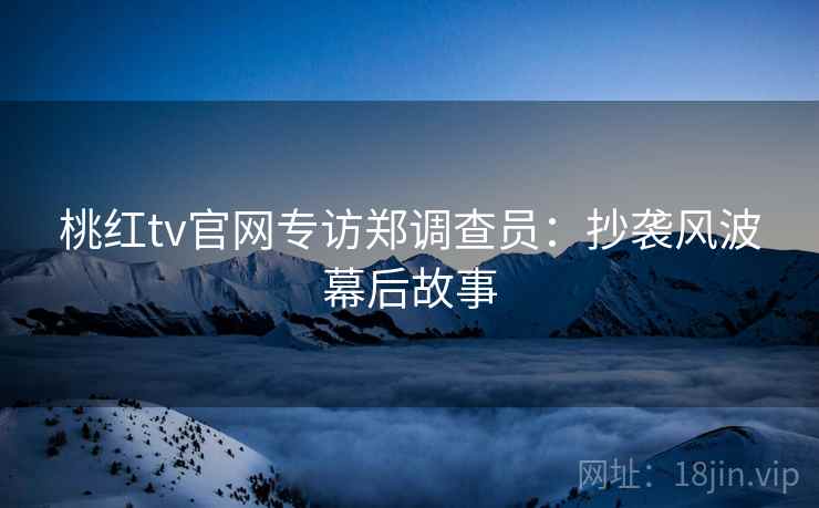 桃红tv官网专访郑调查员：抄袭风波幕后故事